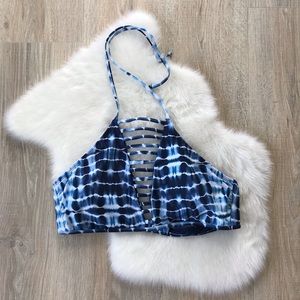 No Boundaries Shibori tie dye halter swim top XL